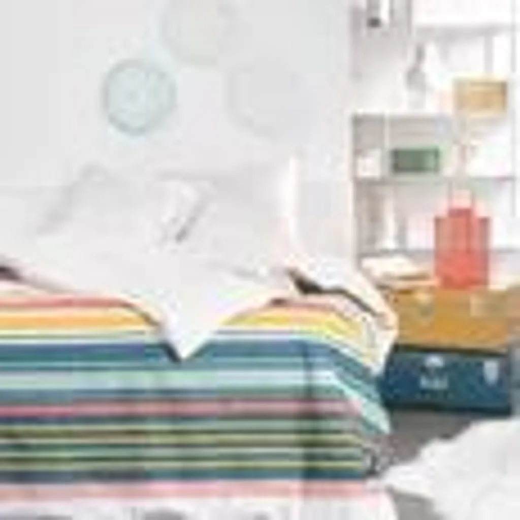 Parure de lit 220x240 cm en coton 57 fils motif Sunshine à rayures