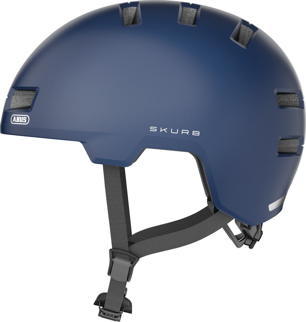 ABUS Stadthelm Skurb - Robuster Fahrradhelm für den Alltag, beim Skaten, BMX-Fahren oder Longboarden - Blau Matt, Größe M (55-59 cm)