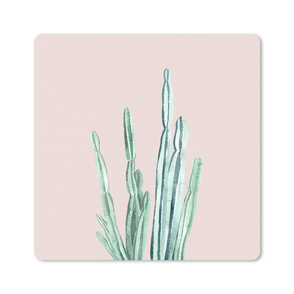 MuchoWow Mauspad Mousepad Kaktus - Sukkulenten - Rosa 20x20 cm - Mousepads - Maus Mat - Pad - Mausunterlage - Desk Mat - Bureauartikeln