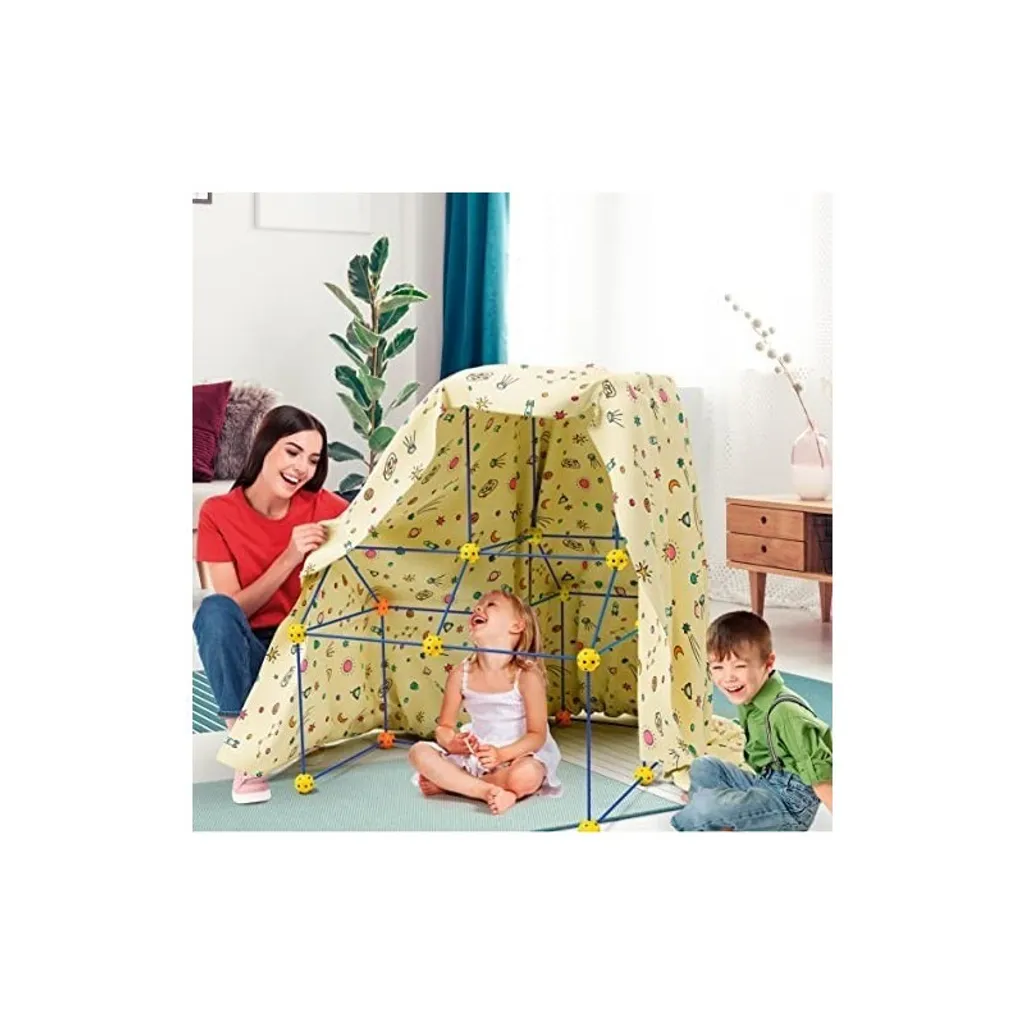Malau – Kit Construction Cabane Enfant – Fort Builder Solide DIY – Jeu de Construction Maison Château Tipi Tente – Cabane Enfant Intérieur & Extérieur – Structure Cabane Tube (202 pcs