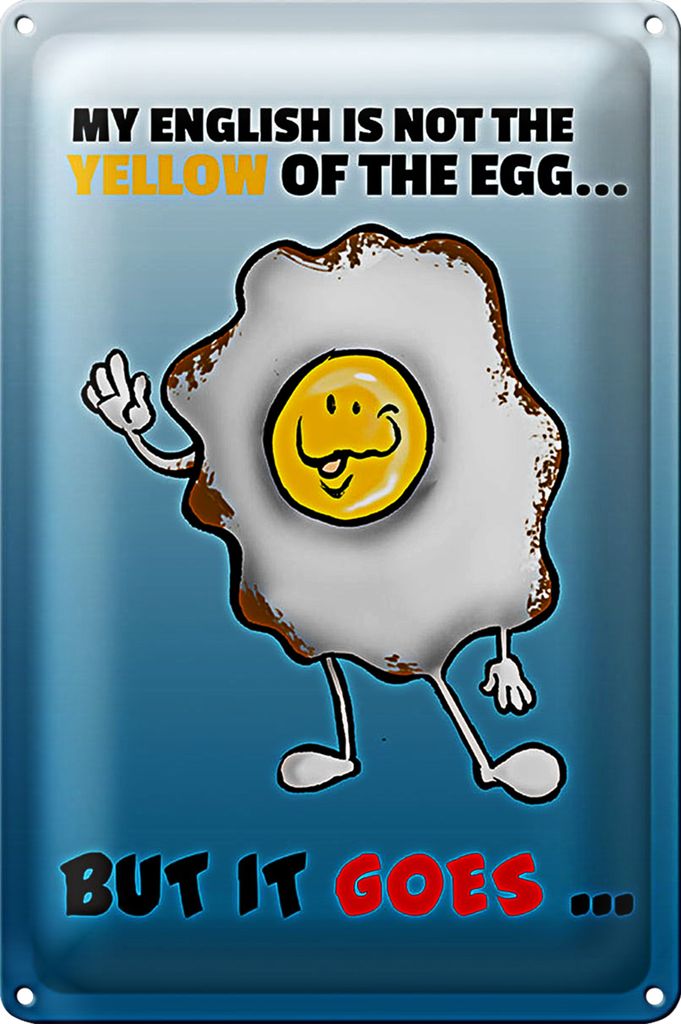 Blechschild Spruch 20x30cm My English not the yellow of egg