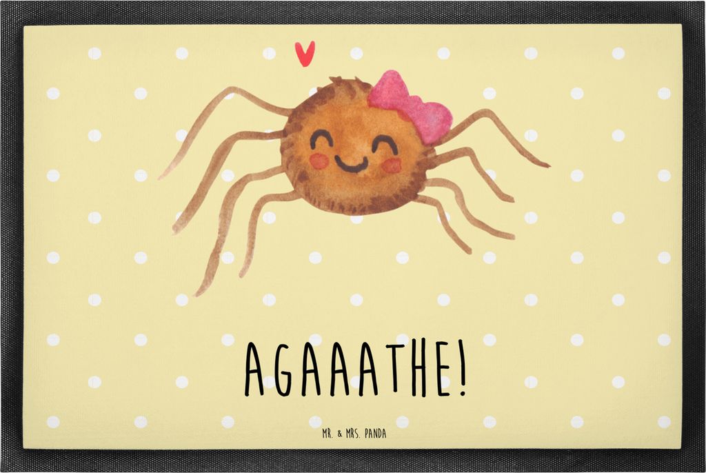 Mr. & Mrs. Panda fußmatte Spinne Agathe Freude 40 x 60 cm - Gelb Pastell - Geschenk, Viraler Hit, Trend, Beliebte, Viral, Fußabtreter, Gummimatte...