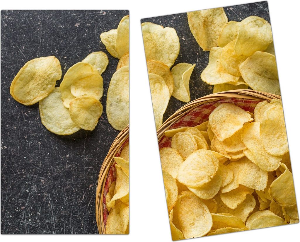 Spritzschutz Herdabdeckplatte Schneidebrett aus Glas Chilpf in einer Schüssel 2-Teilig (60x52cm)