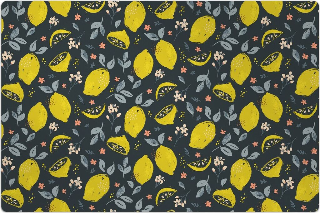 Küchenmatte 100x150 cm Vinylmatte Bodenmatte Dekoration -Zitrone Zitrusfrüchte