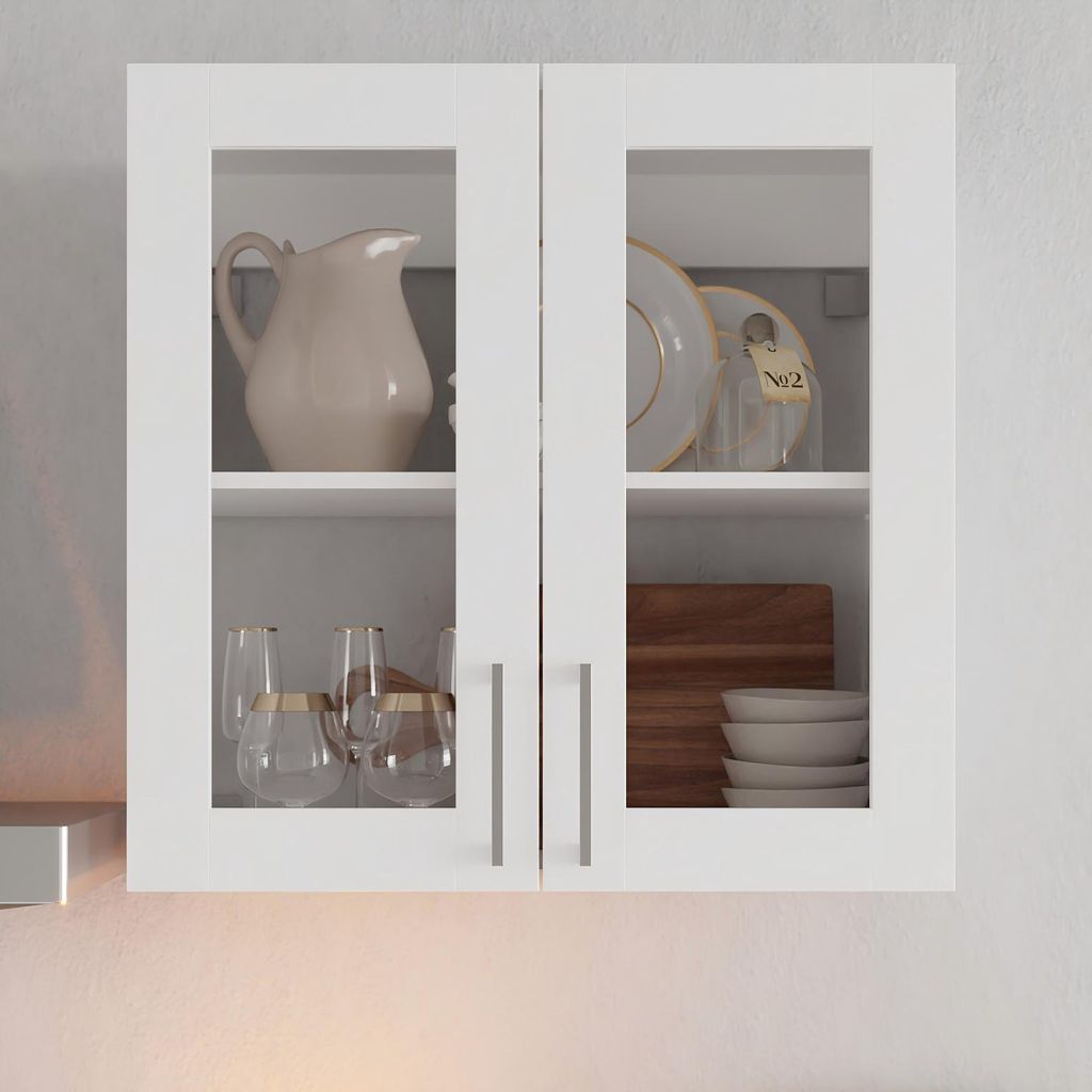 FUFUGAGA Küchenzeile, Komponente D, 2-türiger Hängeschrank, DIY-System, Verschiedene Größen, ohne Arbeitsplatte, Weiß, MDF, 60 × 60 × 31,5 cm