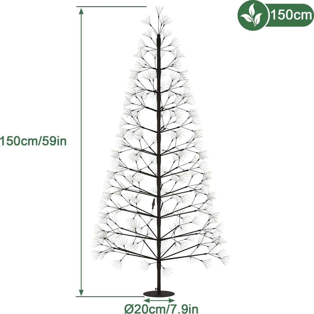 XINZI Arbre de Noël artificiel feu d'artifice 150 cm et 1500 LED blanc