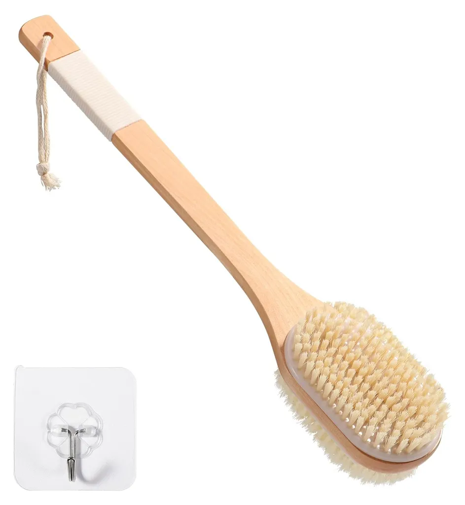 Brosse de douche pour le dos 43 cm à long manche ergonomique en bois