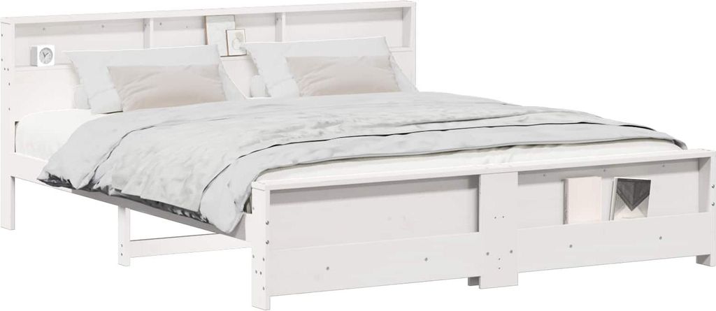 Bettrahmen mit Kopfteil Weiß 180 x 200 cm Holzwerkstoff