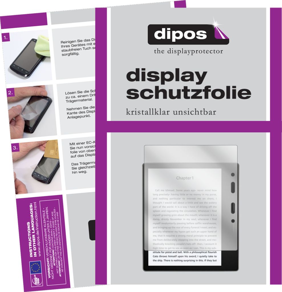 1x Schutzfolie für Amazon Kindle Oasis (2019) klar Displayschutzfolie Folie Display Schutz dipos
