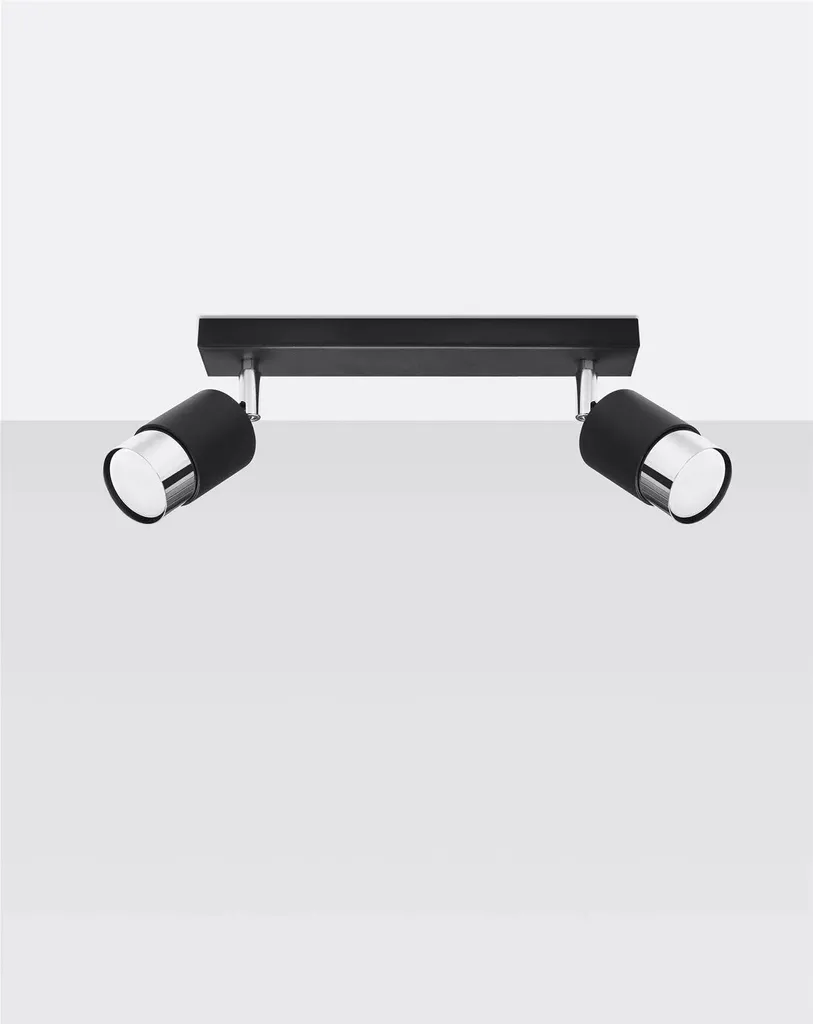 Plafonnier Noir Compact 2 Spots : Solution Éclairage Espaces Faibles - 17