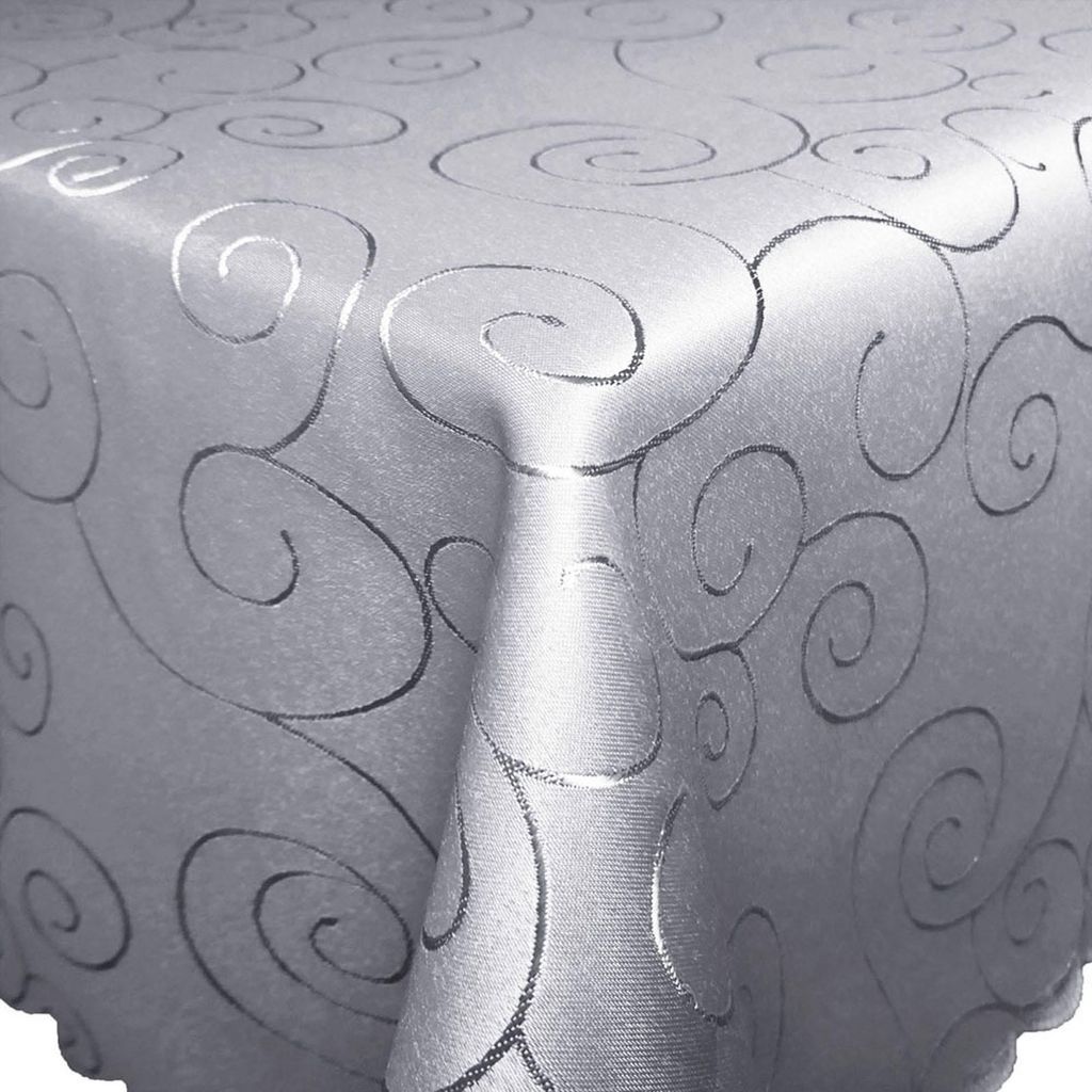 Ornamente Tischdecke OVAL 130x220 HELLGRAU bügelfrei Produktbild 
