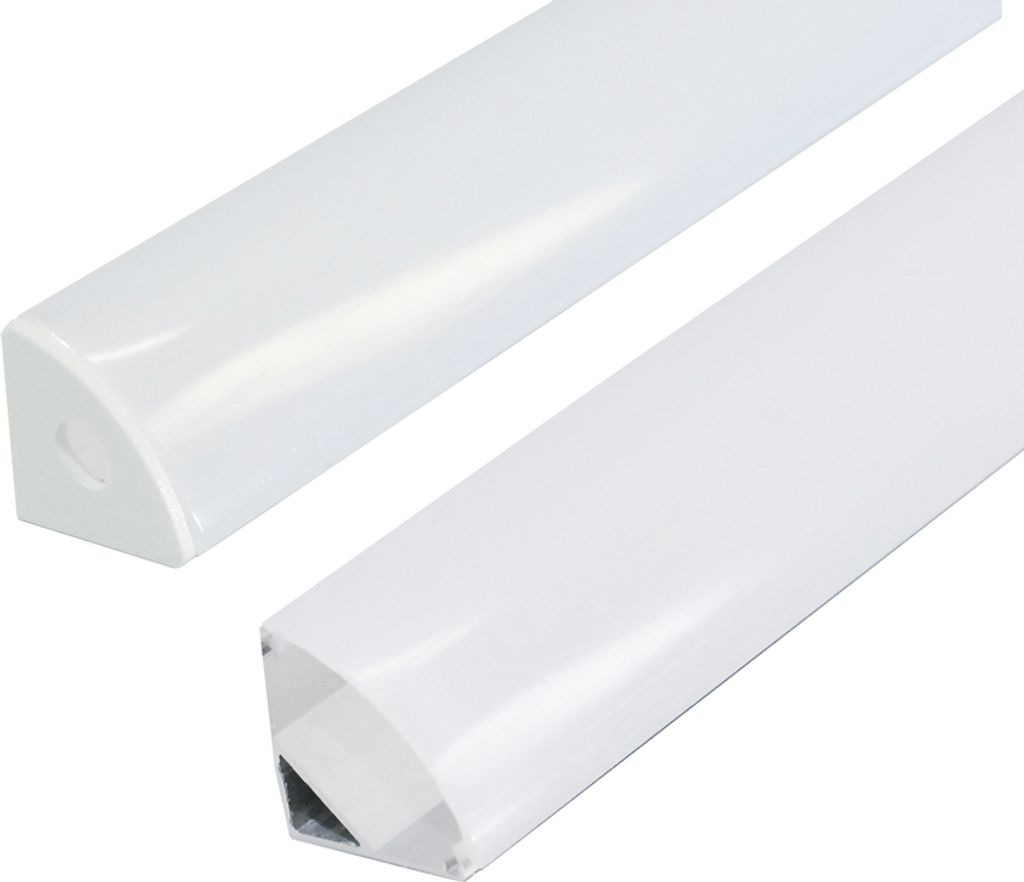 2m Eckprofil Eckschiene Eckleiste Aluprofil Eck Alu Schiene Profil mit Milchglas Abdeckung V-Profil Kanal System für LED-Streifen Profil J
