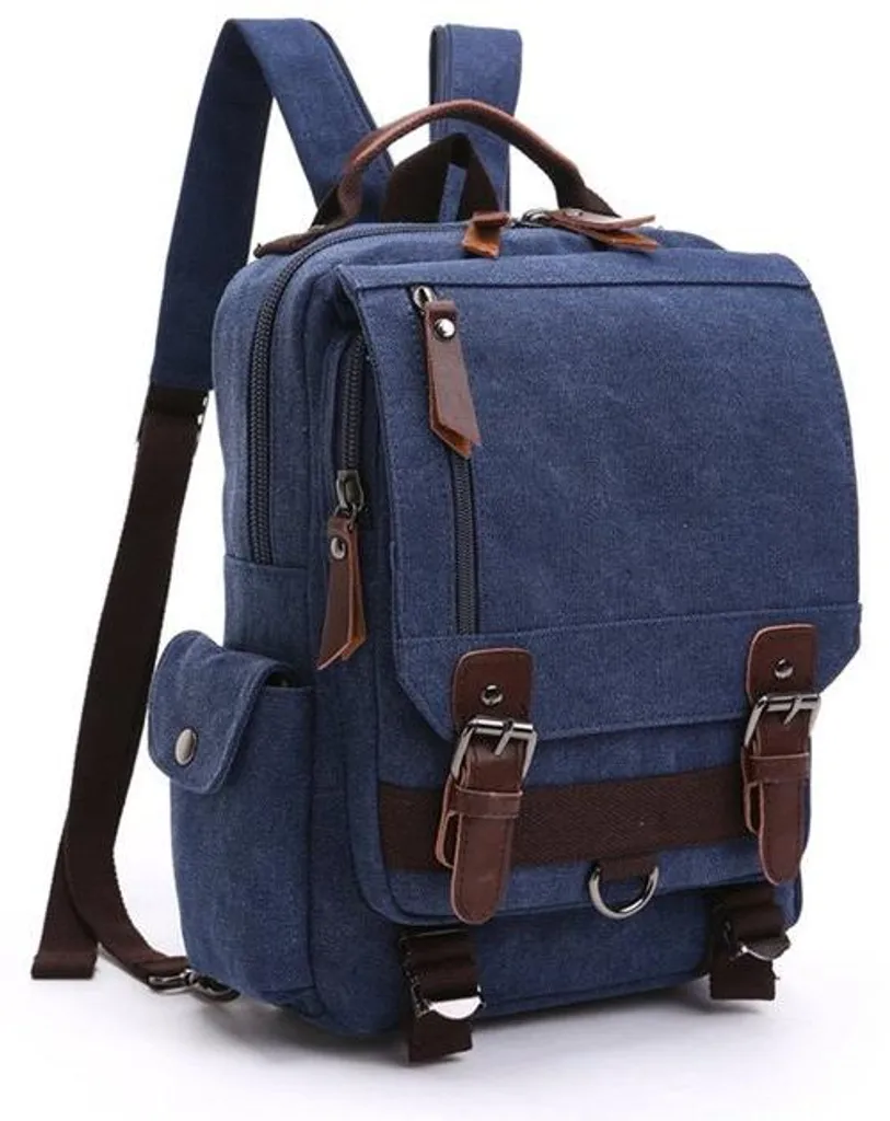 Sac en toile bleue pour transporter ses dossiers et ordinateur portable