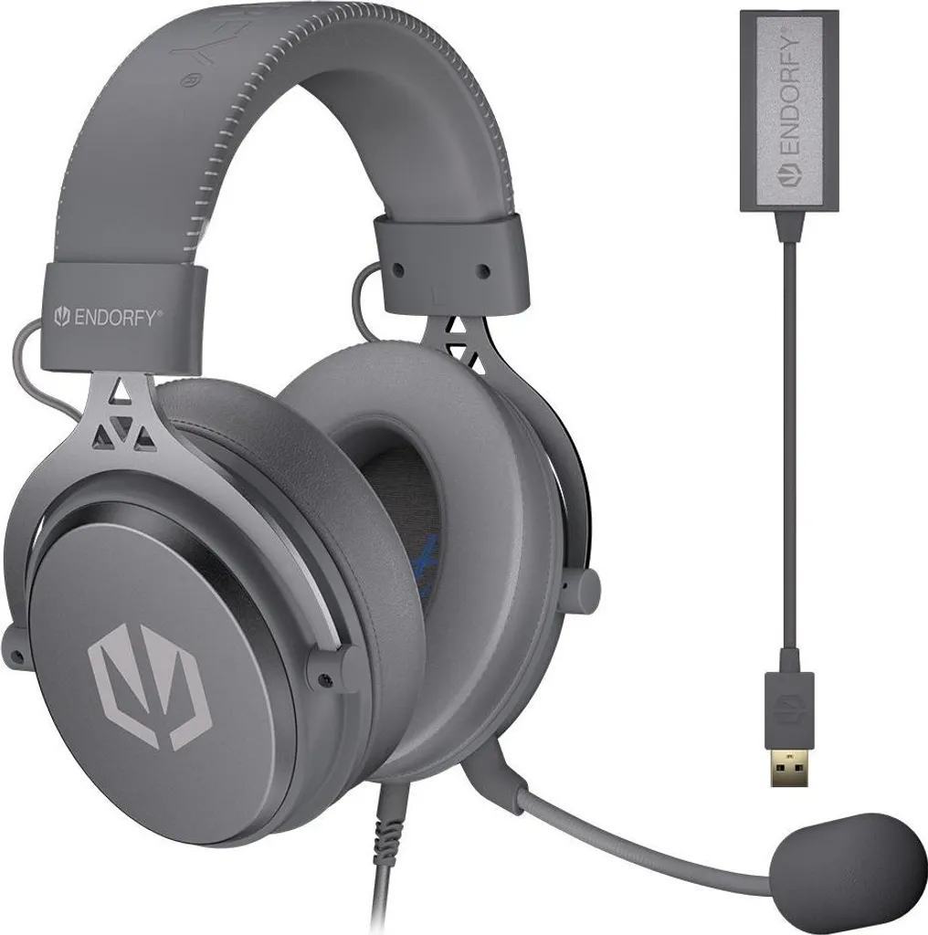 Casque Gaming Endorfy VIRO Plus USB Gris Idéal pour Stream et E-sport