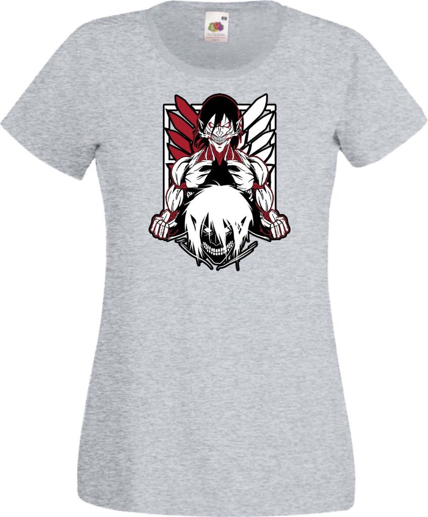 Damen T-Shirt Anime Manga Attack Anime On Titan 05 Puppet Titan, Lady S / Grau