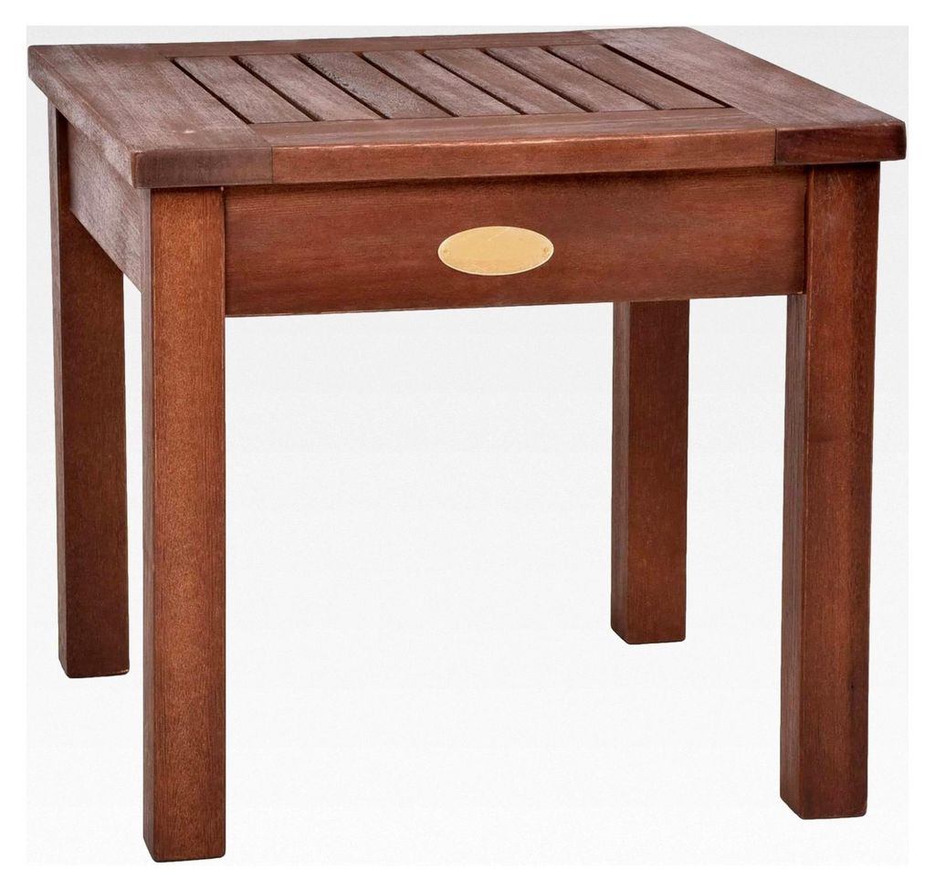 Beistelltisch aus Eukalyptus 40 cm - Dunkelbraun - Kleiner Gartentisch aus Massivholz für Balkon, Terrasse und Garten
