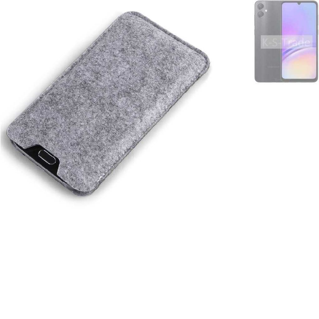 K-S-Trade Filz Handyhülle kompatibel mit Samsung Galaxy A05s Schutzhülle Filztasche Filz Tasche Case Sleeve Handy Hülle Filzhülle grau