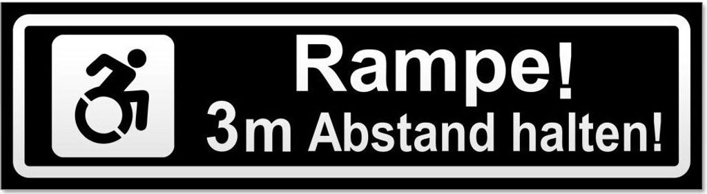 Kiwistar Rampe Motiv 3m Abstand invertiert Magnetschild Schild magnetisch - 60cm Schwarz - Magnetfolie für Auto PKW Kfz