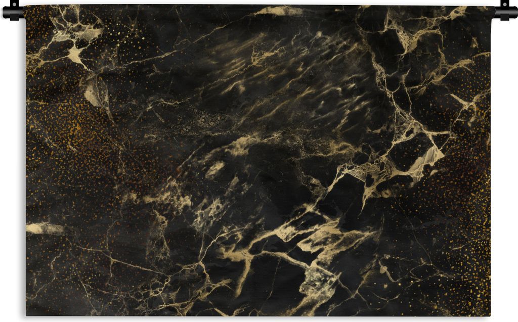 MuchoWow Wandteppich Wandbehang Gold - Schwarz - Luxus 150x100 cm Tapisserie Dekoration Wandtuch - Waschbar - Tapisserien - Wand-Decke