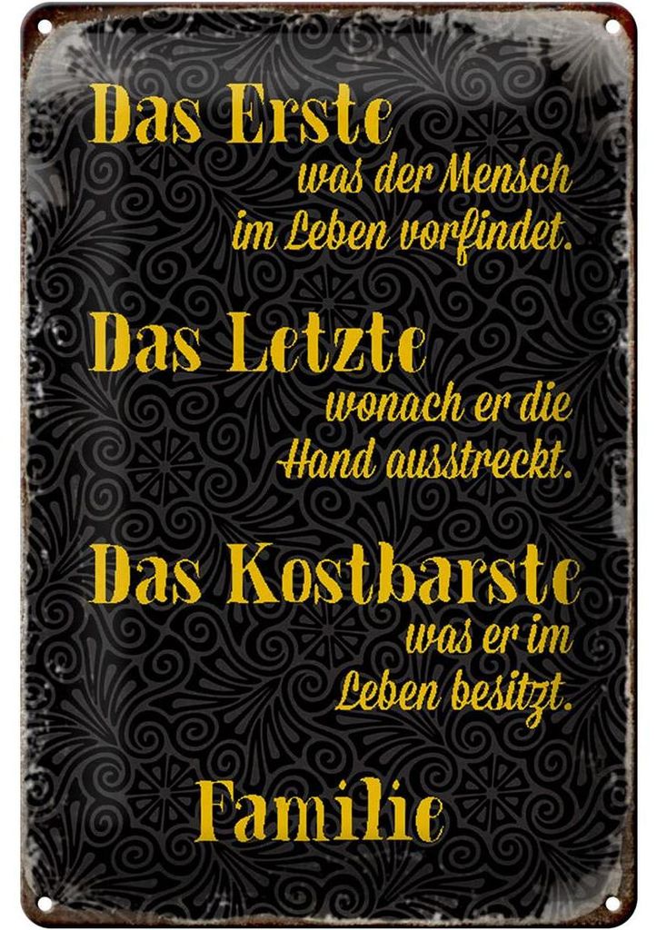 Blechschild Spruch 20x30cm Familie erste letzte kostbarste