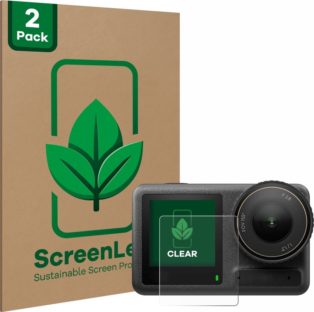 2x ScreenLeaf Schutzfolie für DJI Osmo Action 4 (Vorderes Display) nachhaltiger Displayschutz Display Schutz Folie Klar Transparent