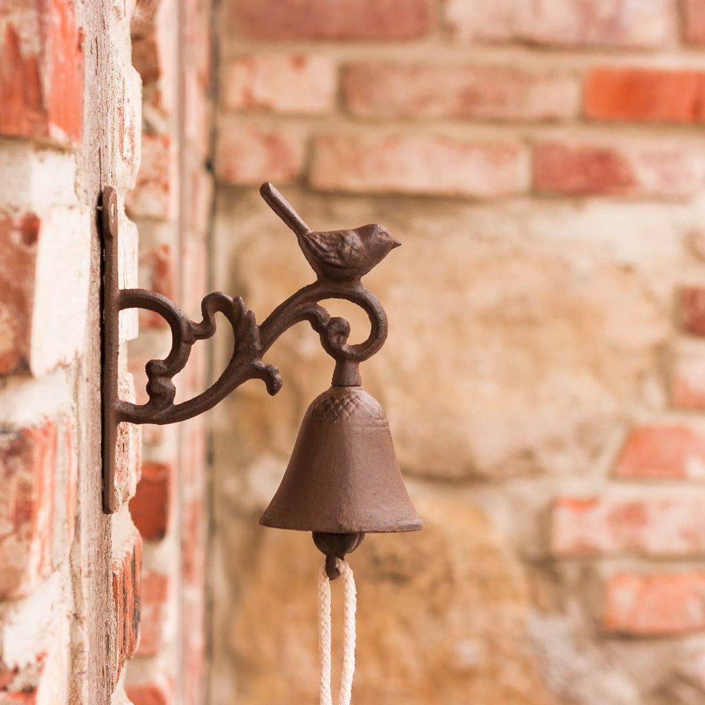Gartenglocke mit Vogel, Glocke fürs Gartenhaus, Türglöckchen mit Vögelchen