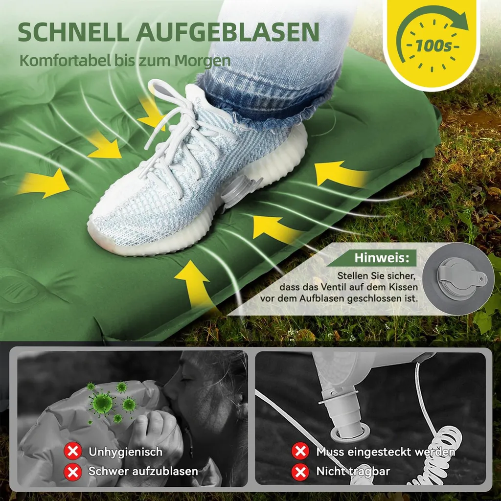 Matelas isolant de sol pour camping et trek - Format compact 12 cm Vert - 4