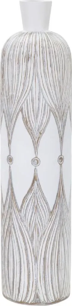 Vase de sol haut pour pampa et fleurs séchées blanc lavé Atene 15x60 cm
