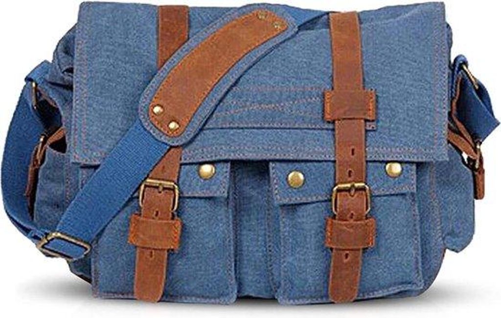Herren Werkertasche 14 Zoll Canvas Blauw Crossbody Tasche für Männer in der Bauindustrie