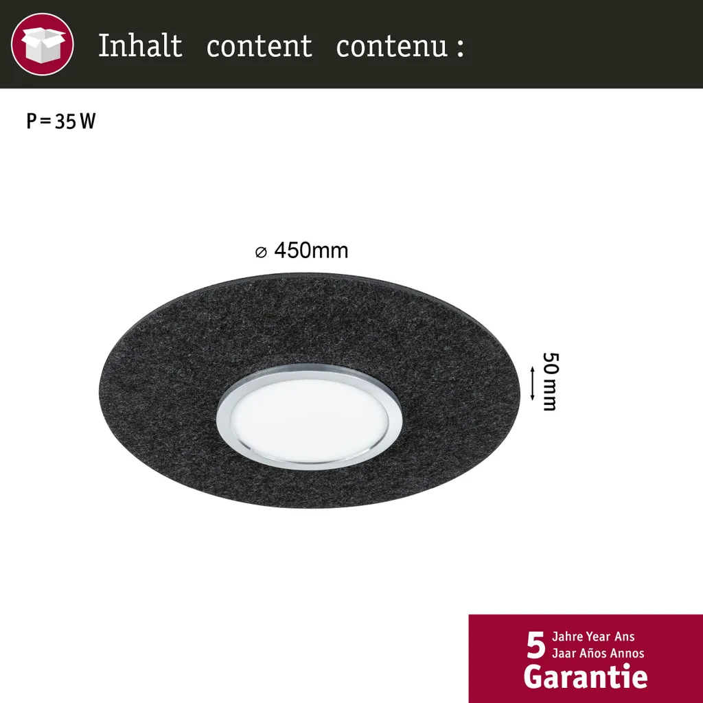 Paulmann Tulga LED Plafonnier extra plat avec technologie basse conso