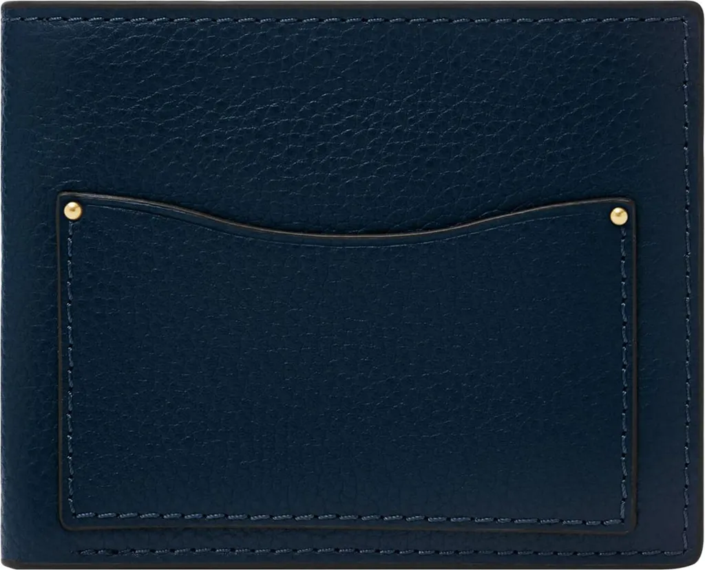 Portefeuille Bifold Anderson en Cuir Bleu Marine avec Poche Monnaie