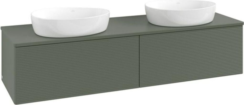 V&B Waschtischunterschrank mit Frontstruktur -Beleuchtung Antao 160x50cm, WBP-farbe Lac, lea gre. m Lac