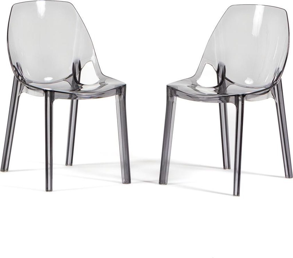 Set 2 transparente Stühle aus Polycarbonat, modernes und elegantes Design, robust und stapelbar, ideal für Küche, Esszimmer, Büro, Bar und Rest...