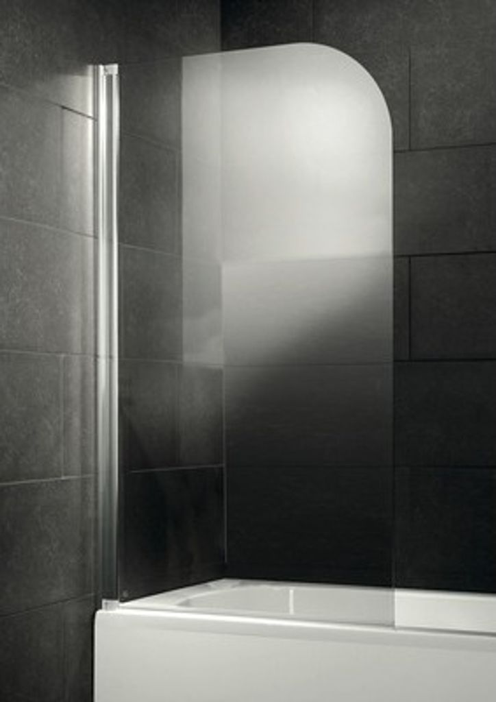 A clear glass shower screen attached to a bathtub.