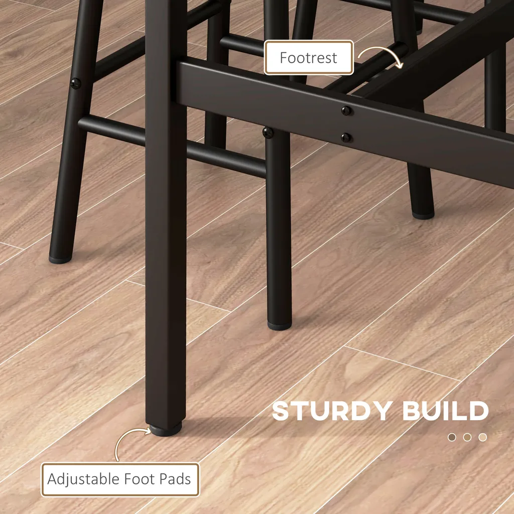 HOMCOM Ensemble table de bar et 2 tabourets style industriel brun noir