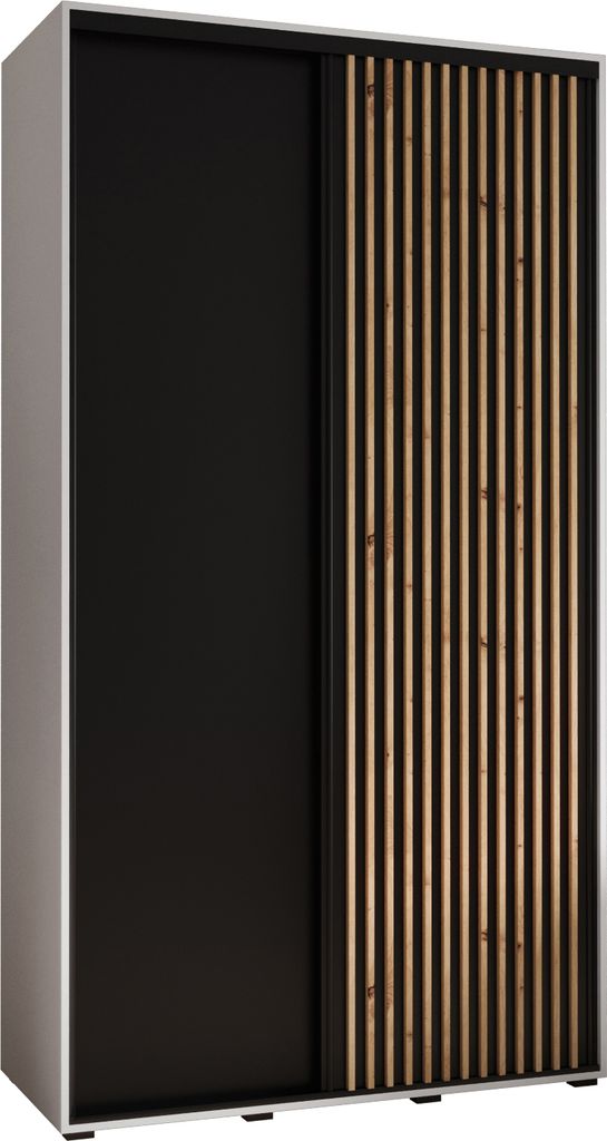 MEBLE KRYSPOL Sapporo 1 Schrank mit 2 Schiebetüren - 205,2x130x45 cm - Weiß Schwarz Artisan