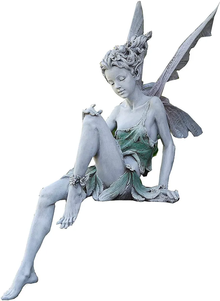 Ornement jardin fée résistante, figurine d'elfe verte 22cm robuste