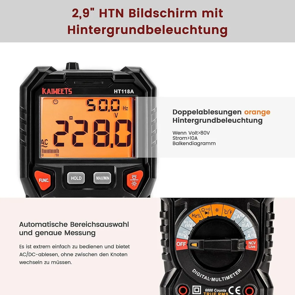 Multimètre Numérique Intelligent avec Écran LED et Mesure Température - 3