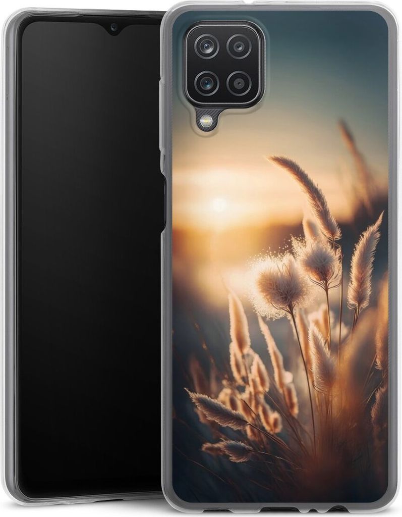 DeinDesign Slim Hülle für Samsung Galaxy A12 Silikon Case Ultra Dünn Handyhülle Natur Sonne Pampasgras