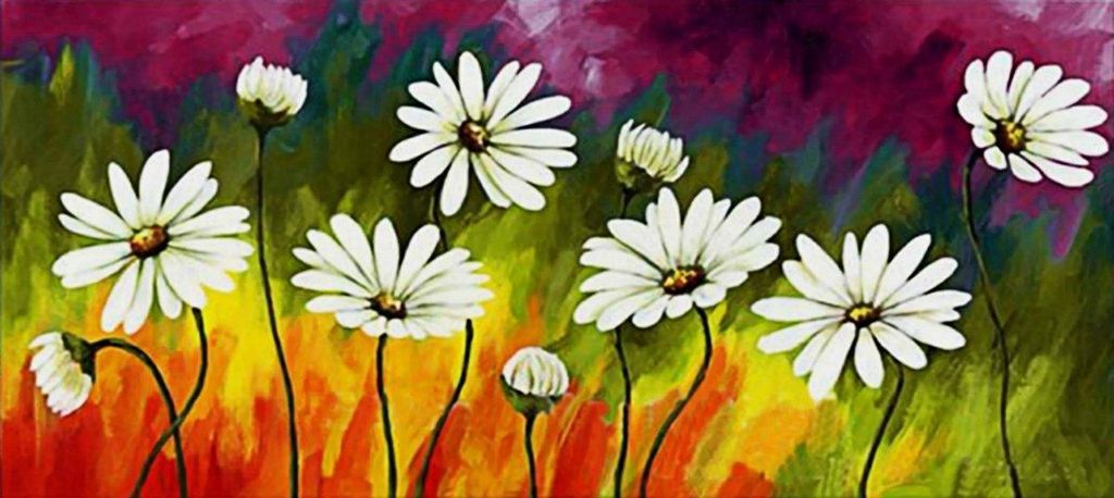 Diamantstickerei Schöne Gänseblümchen 50x110 cm