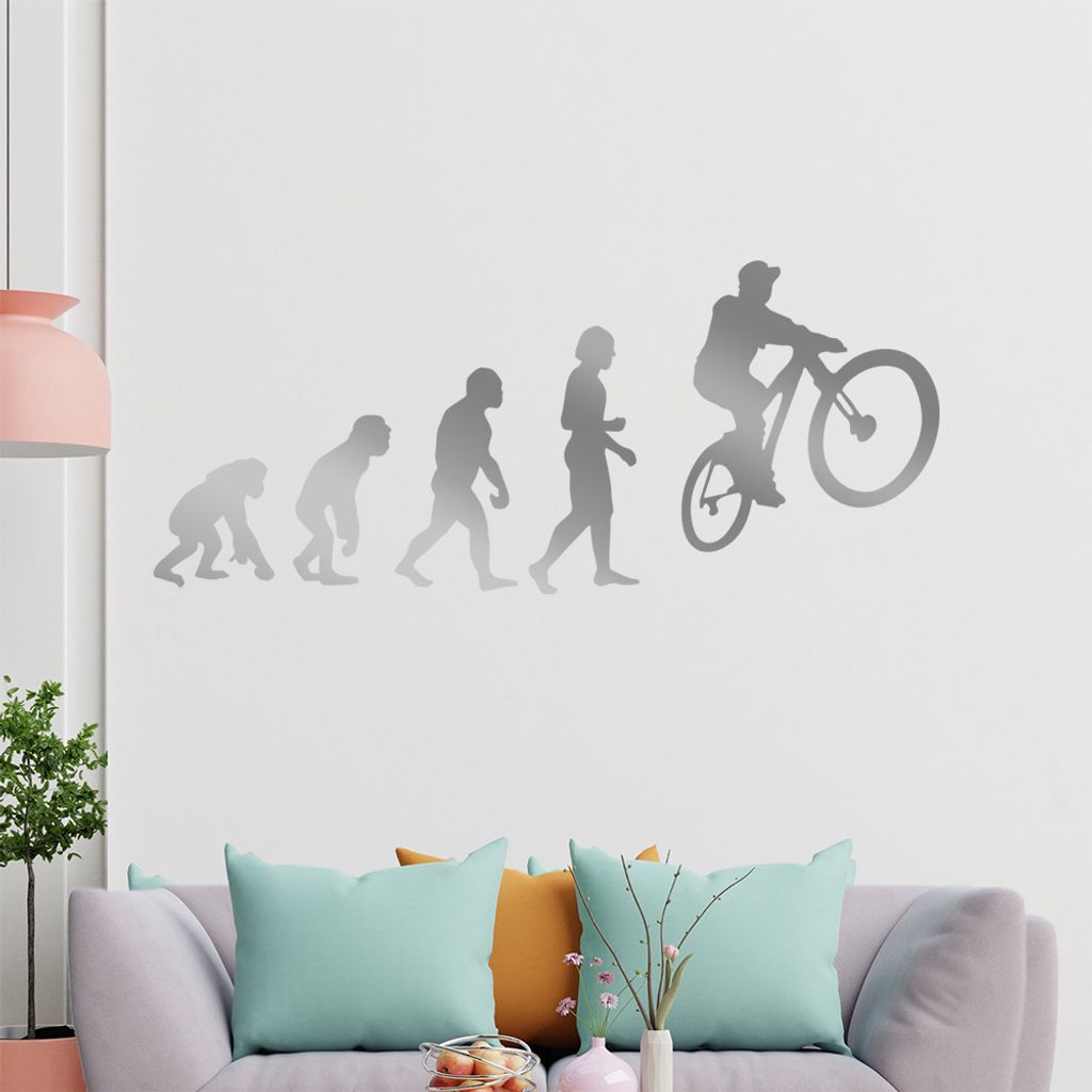 KIWISTAR Evolution BMX-Fahrer Charles Darwin Wandtattoo in 6 Größen - Wandaufkleber Wall Sticker - Dekoration, Küche, Wohnzimmer, Schlafzimmer, ...
