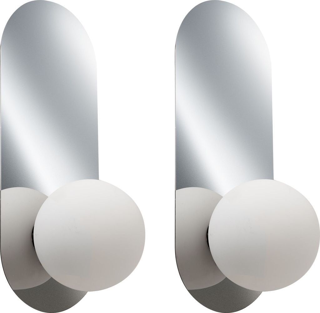BELIANI Wandleuchte 2er Set Silber Metall Oval 1-Flammig mit Milchglas-Kugel Retro-Design Wandlampe für Innenbereich Schlafzimmer Wohnzimmer Esszi...