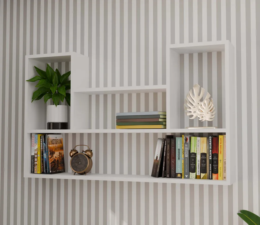 Étagère à rayons murale INDREK blanc mat - Rangement design épuré 60cm - 8