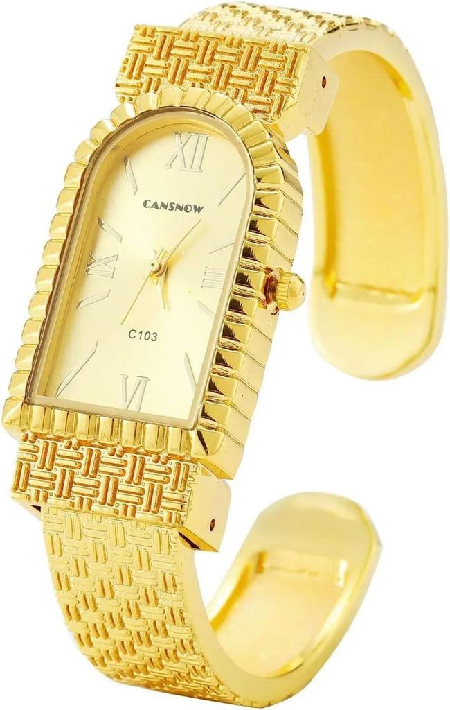 Watch Für Damen mit Römische Anmut Spangenuhr Damen Uhren Damen Spangenuhren Armreif Armbanduhr Armspange Damenuhr mit Strukturiertem Metall-Armband