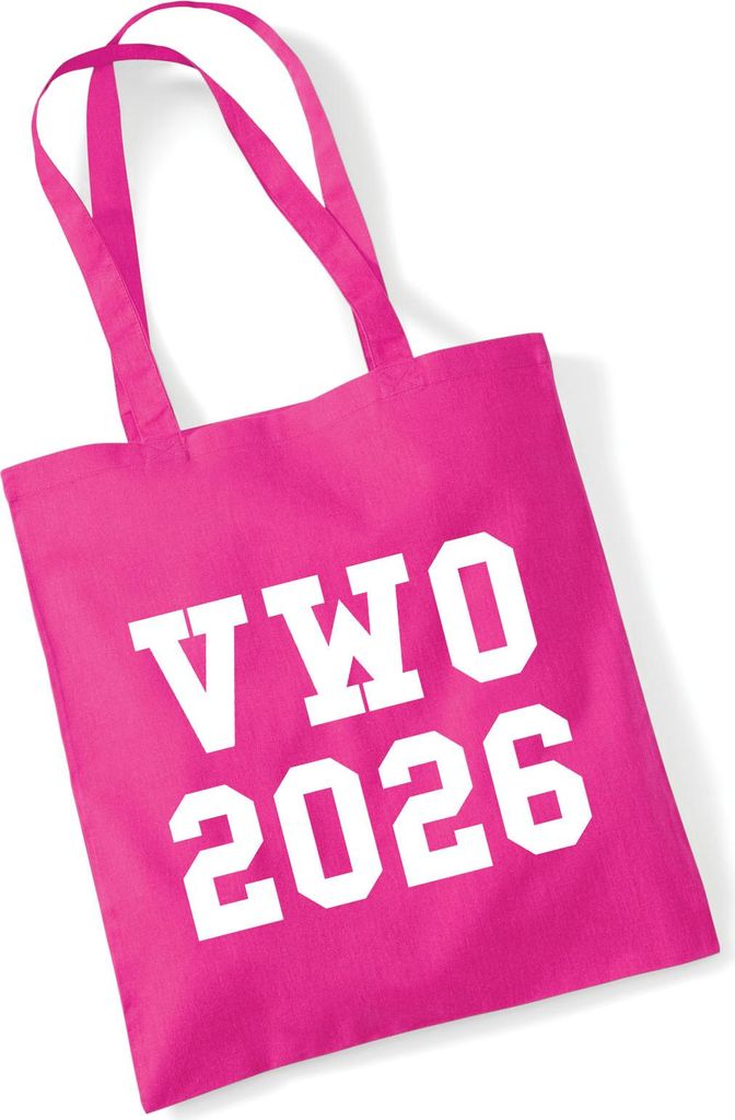 Huuraa Jutebeutel VWO 2026 Abschluss Niederlande 10 Liter Fuchsia Baumwolle Tasche Geschenkidee