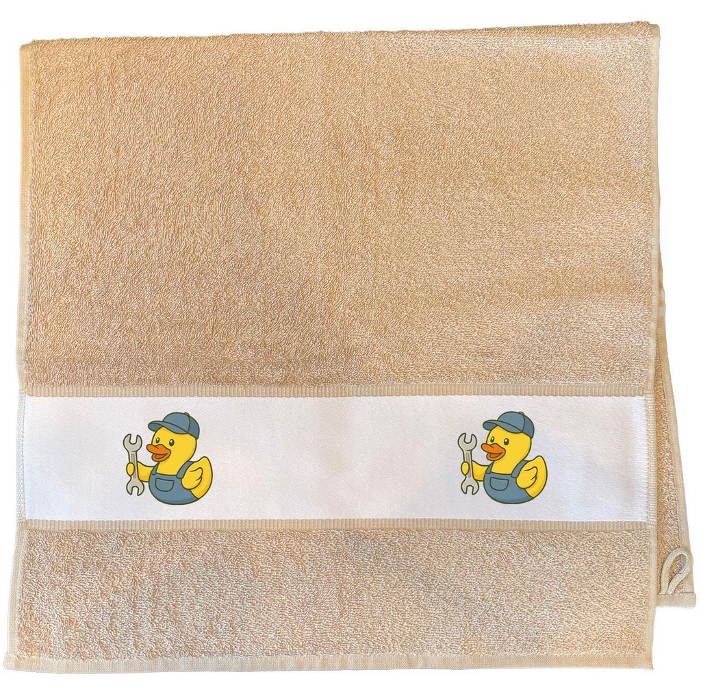 Huuraa Handtuch Quietscheente Kfz-Mechatronik Comic Gummiente 50x100cm Sand Baumwolle Handtuch Geschenkidee