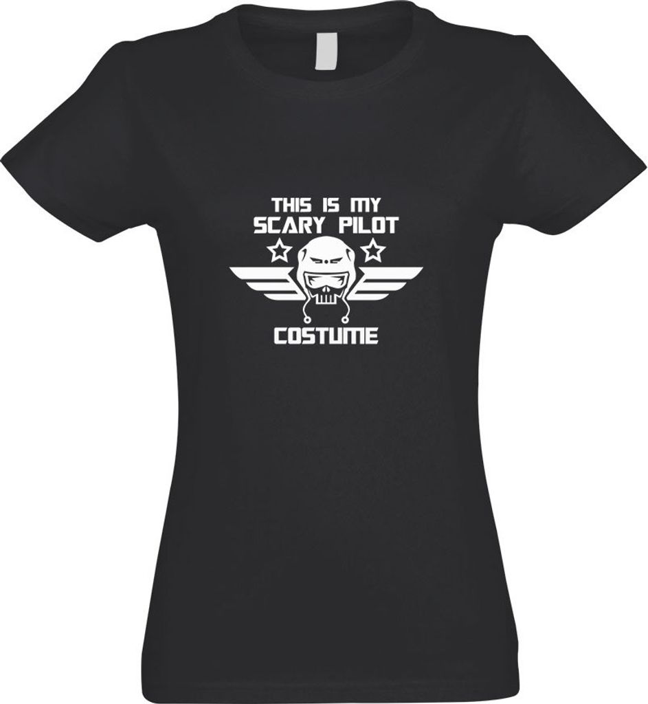 Kiwistar - T-Shirt tailliert - Damen - Graphit - This is My Scary Pilot Costume - mit Motiv Bedruckt - Funshirt Design - Sport - Freizeit - Damen -...