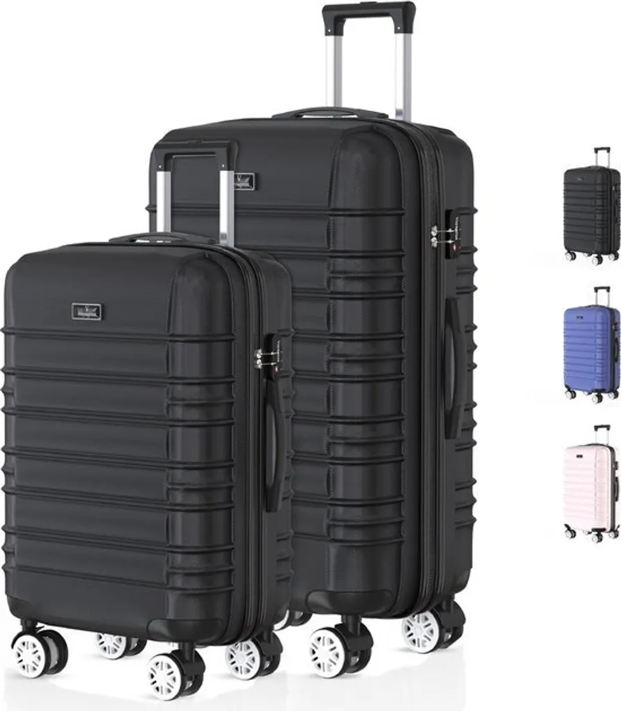 Voyagoux AVALON Set Valigie Nero - Stile e Sicurezza TSA 2 Pezzi