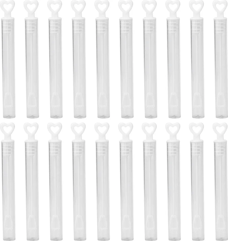 20 Mini Bolle di Sapone Bambini | Tubi Cuore Bianco per Feste