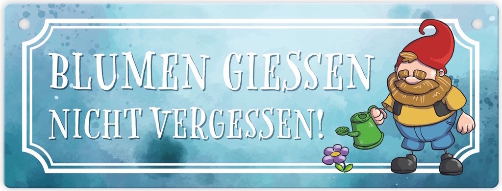 Blumen gießen nicht vergessen Metallschild L in 10,5x28cm mit lustigem
